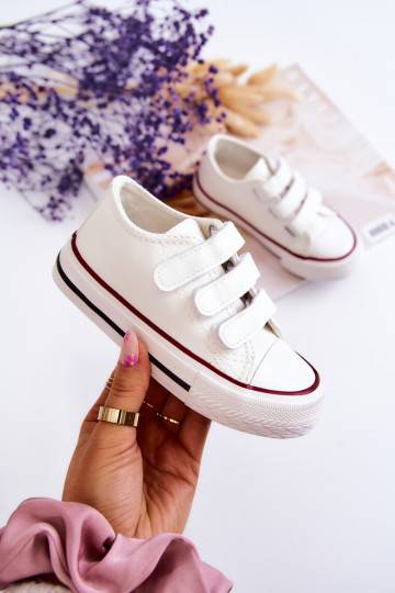 Vaikiški  Sportbačiai laisvalaikio batai su lipniais užsegimais baltos spalvos Foster