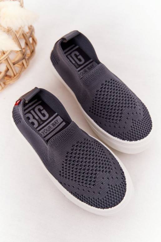 Vaikiški Įsispiriamo modelio Sportbačiai Slip-On Big Star HH374104 pilkos spalvos