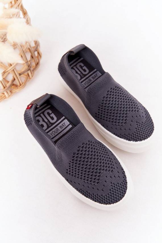 Vaikiški Įsispiriamo modelio Sportbačiai Slip-On Big Star HH374104 pilkos spalvos