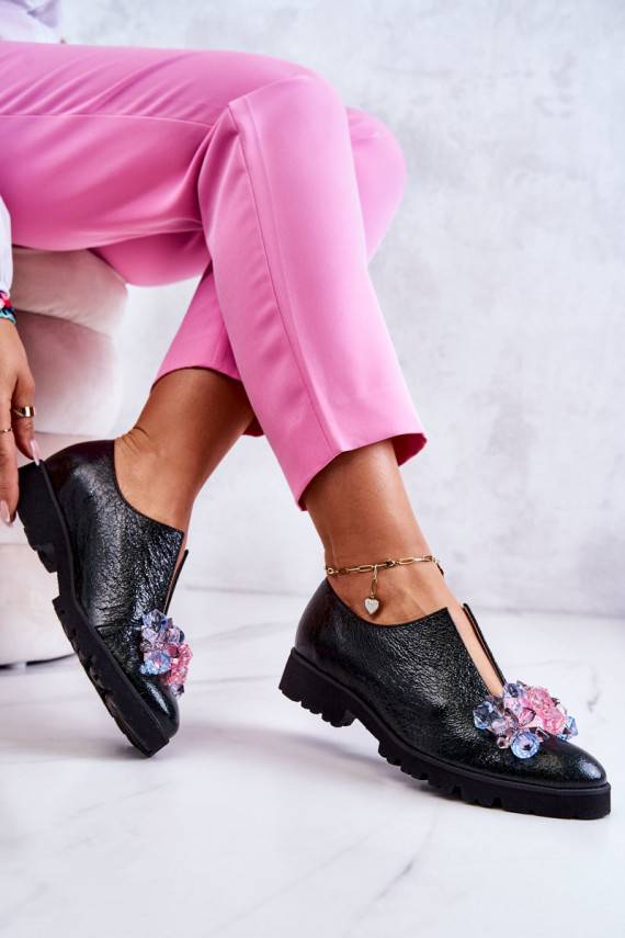 Elegantiško stiliaus   batai su ornamentais chaki spalvos Cindy 