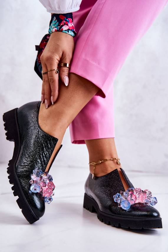 Elegantiško stiliaus   batai su ornamentais chaki spalvos Cindy 