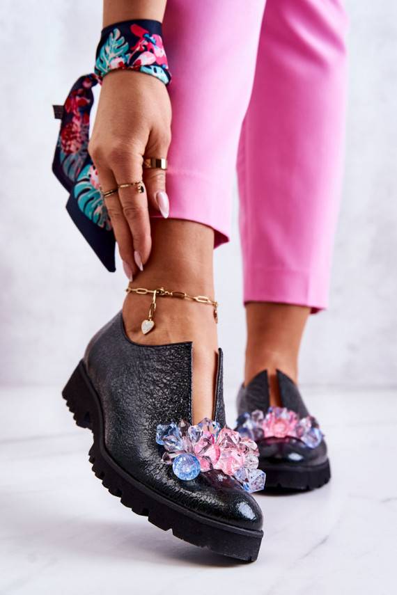 Elegantiško stiliaus   batai su ornamentais chaki spalvos Cindy 