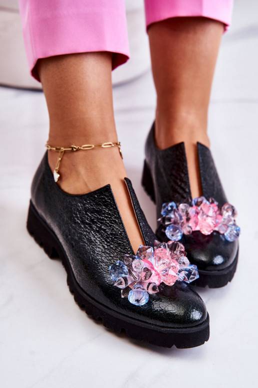 Elegantiško stiliaus   batai su ornamentais chaki spalvos Cindy 