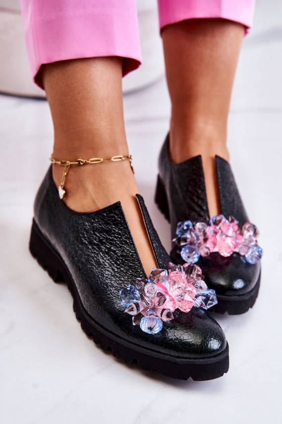 Elegantiško stiliaus   batai su ornamentais chaki spalvos Cindy 