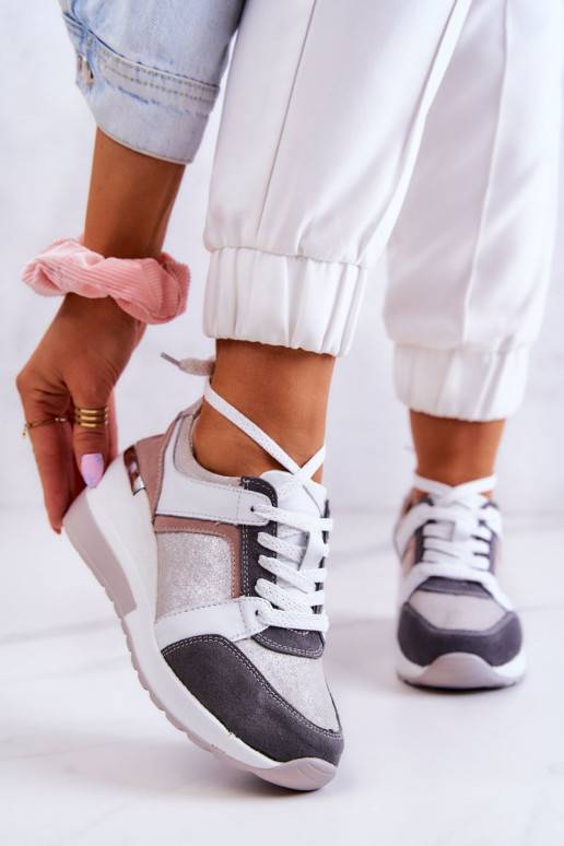 sportiniai bateliai Sneakers modelio batai su platforma pilkos spalvos Elissa