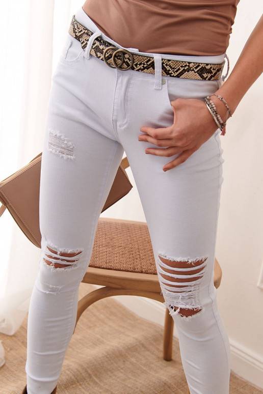 Baltos spalvos džinsinės kelnės