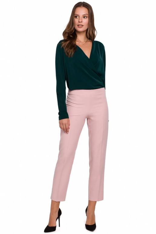 Tamsiai žalia palaidinė su V formos...