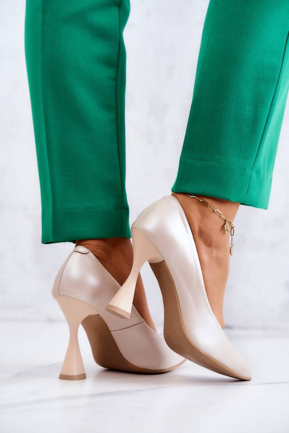 Madingi bateliai Shoes 3181 smėlio spalvos