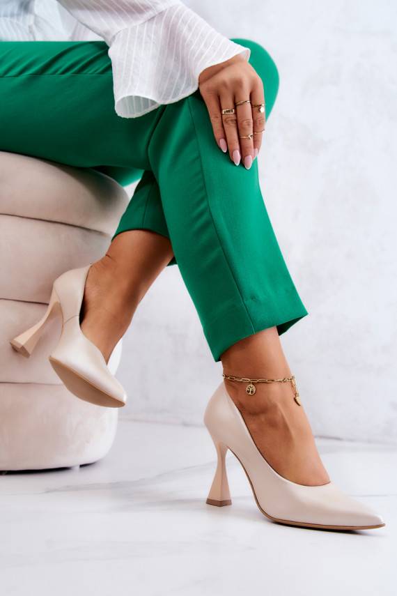 Madingi bateliai Shoes 3181 smėlio spalvos