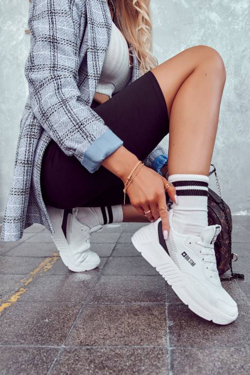 Madingi Sneakers modelio batai sportiniai bateliai Big Star JJ274596 baltos spalvos