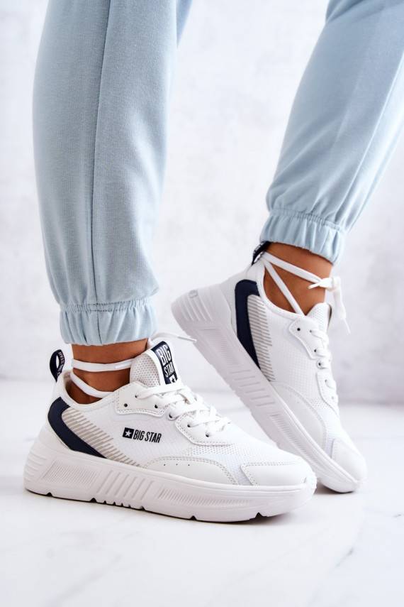 Madingi Sneakers modelio batai sportiniai bateliai Big Star JJ274596 baltos spalvos