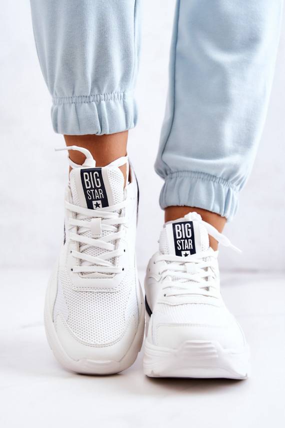 Madingi Sneakers modelio batai sportiniai bateliai Big Star JJ274596 baltos spalvos