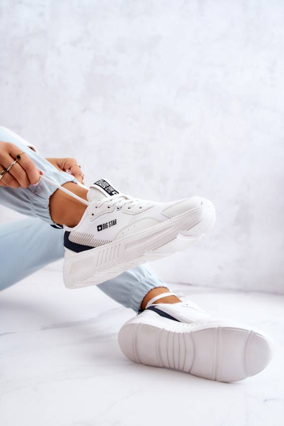Madingi Sneakers modelio batai sportiniai bateliai Big Star JJ274596 baltos spalvos