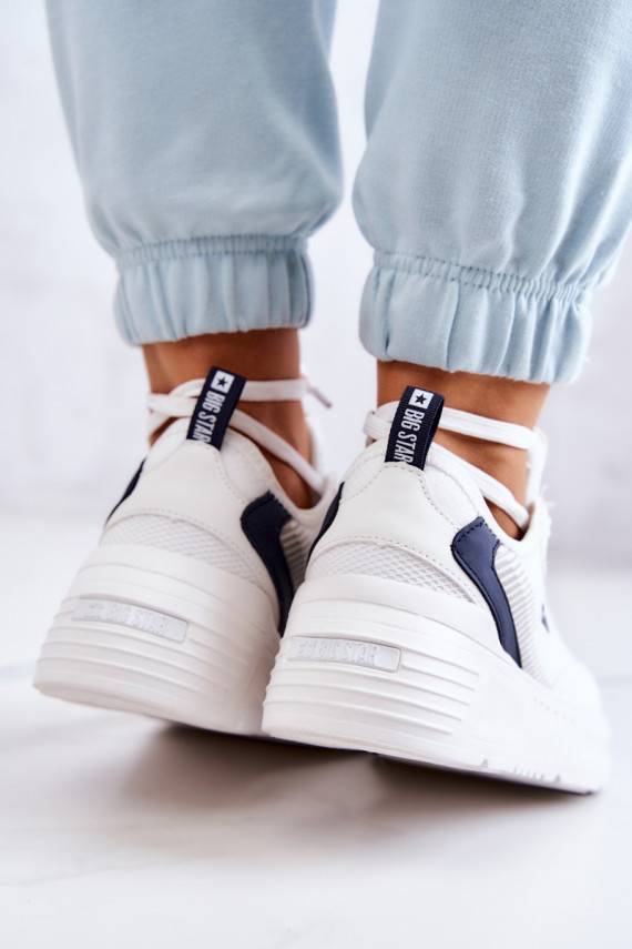 Madingi Sneakers modelio batai sportiniai bateliai Big Star JJ274596 baltos spalvos