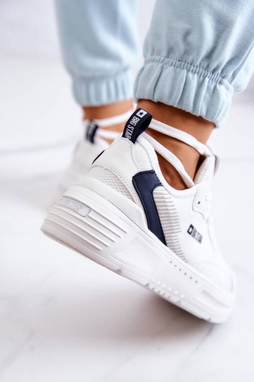 Madingi Sneakers modelio batai sportiniai bateliai Big Star JJ274596 baltos spalvos