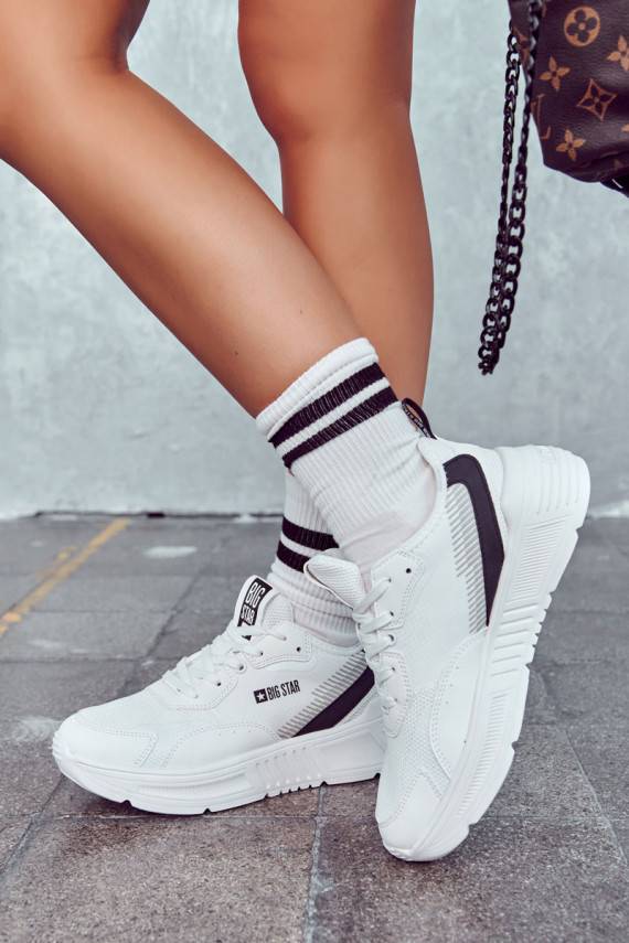 Madingi Sneakers modelio batai sportiniai bateliai Big Star JJ274596 baltos spalvos