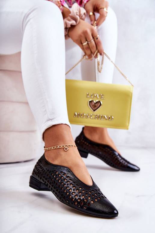 Elegantiško stiliaus  batai su aužūro elementais juodos spalvos Ismena