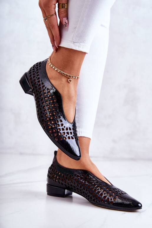 Elegantiško stiliaus  batai su aužūro elementais juodos spalvos Ismena