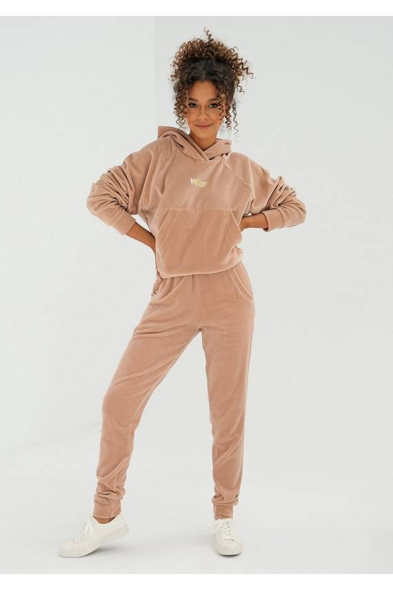 Šiltas oversize džemperis su gobtuvu mėlynos spalvos