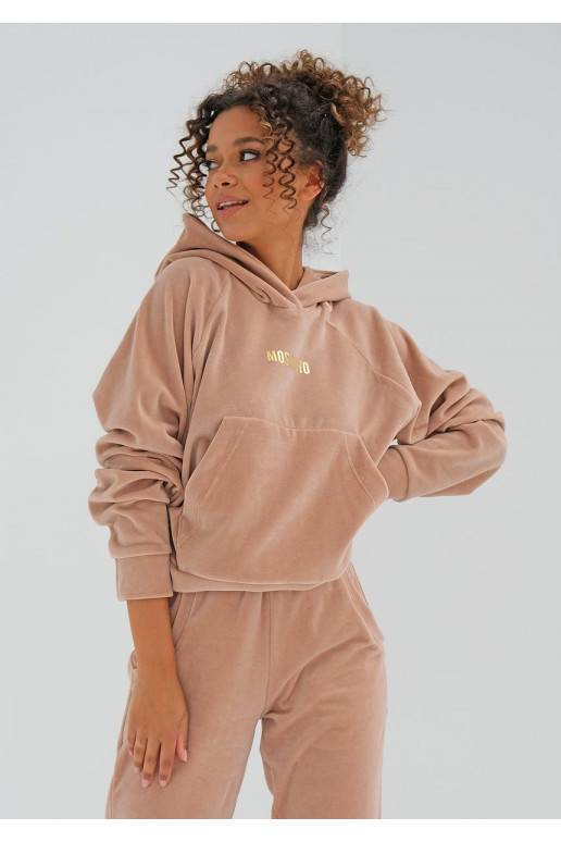 Šiltas oversize džemperis su gobtuvu mėlynos spalvos