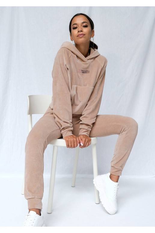 Šiltas oversize džemperis su gobtuvu mėlynos spalvos