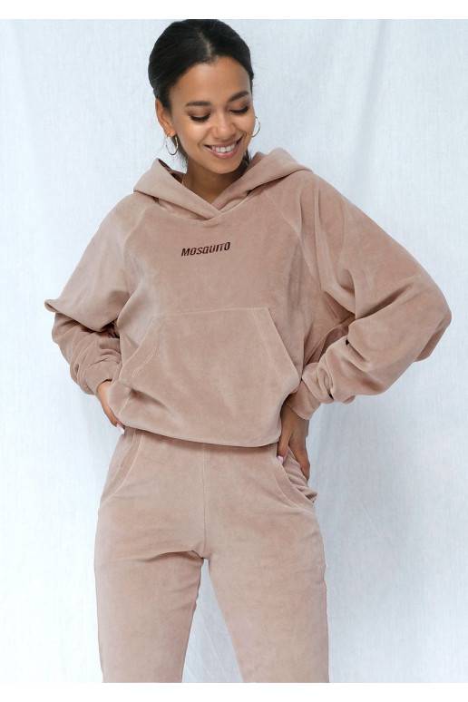 Šiltas oversize džemperis su gobtuvu mėlynos spalvos