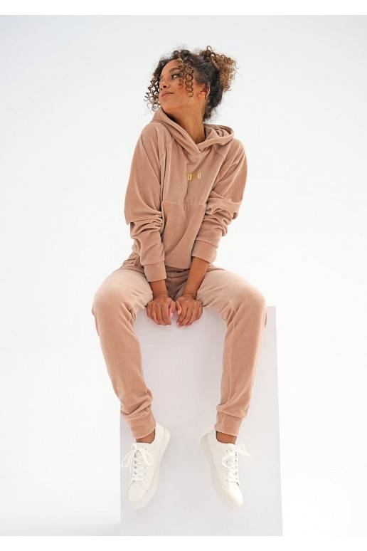 Šiltas oversize džemperis su gobtuvu mėlynos spalvos