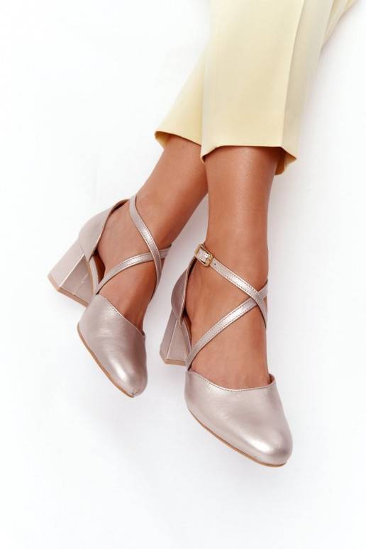 Natūralios odos bateliai aukso spalvos 04070-25