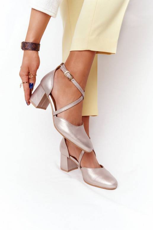 Natūralios odos bateliai aukso spalvos 04070-25