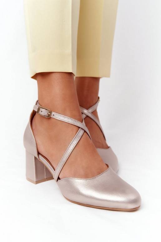 Natūralios odos bateliai aukso spalvos 04070-25