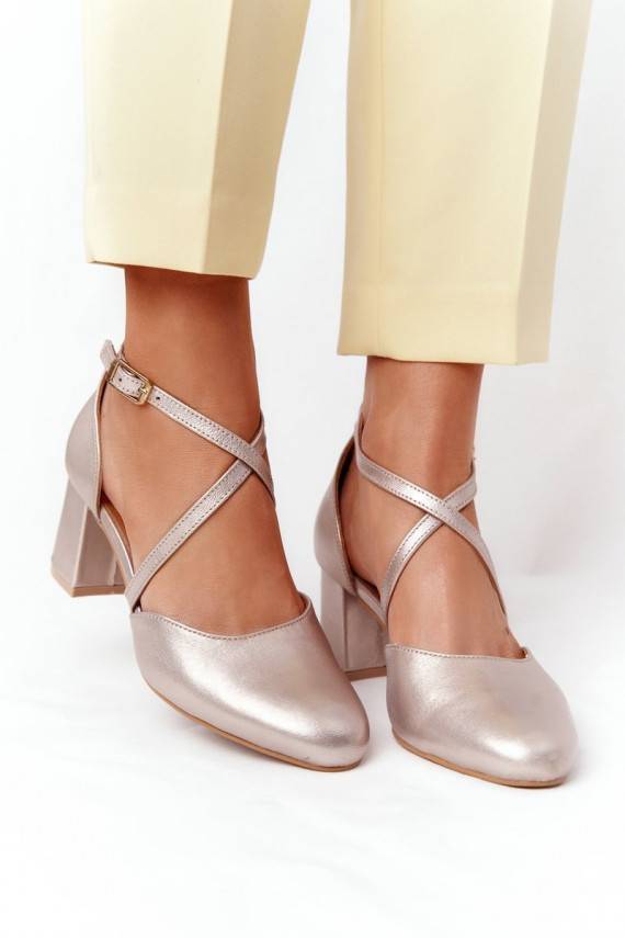 Natūralios odos bateliai aukso spalvos 04070-25