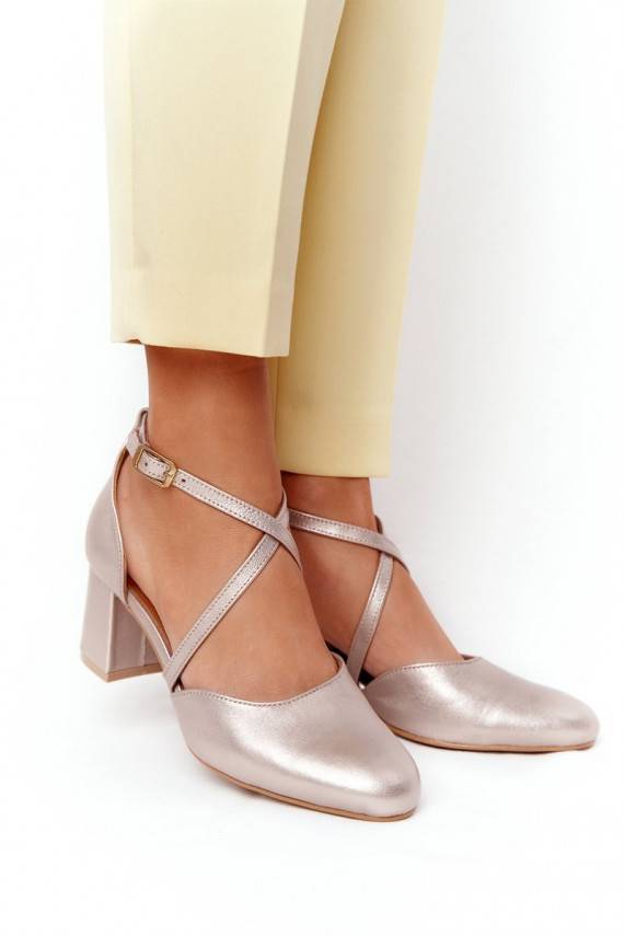 Natūralios odos bateliai aukso spalvos 04070-25