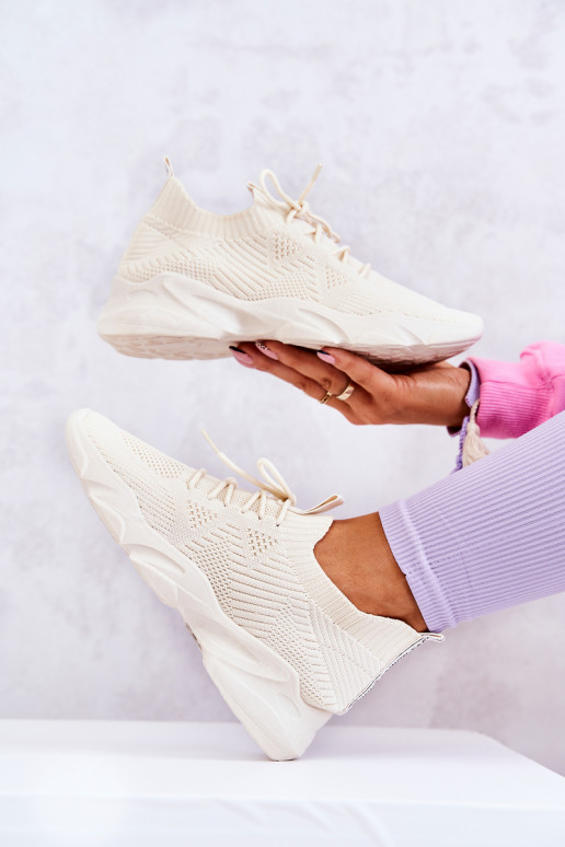 Sportinio stiliaus batai Sneakers modelio batai medžiaginės dramblio kaulo spalvos Nolene Sportinio stiliaus batai Sneakers modelio batai medžiaginės dramblio kaulo spalvos Nolene