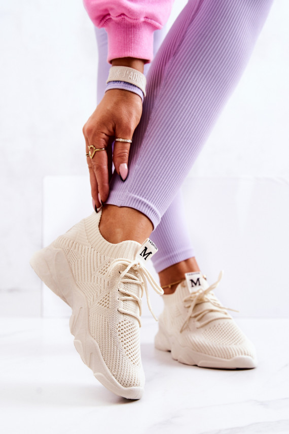 Sportinio stiliaus batai Sneakers modelio batai medžiaginės dramblio kaulo spalvos Nolene