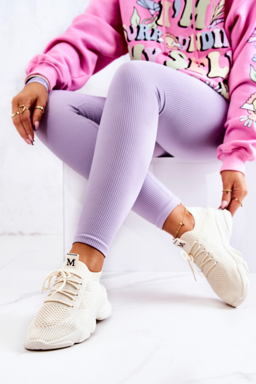 Sportinio stiliaus batai Sneakers modelio batai medžiaginės dramblio kaulo spalvos Nolene Sportinio stiliaus batai Sneakers modelio batai medžiaginės dramblio kaulo spalvos Nolene