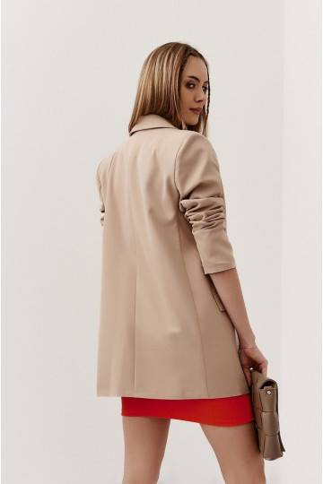 Elegantiškas moteriškas švarkas oversize kapučino spalvos 225101 2
