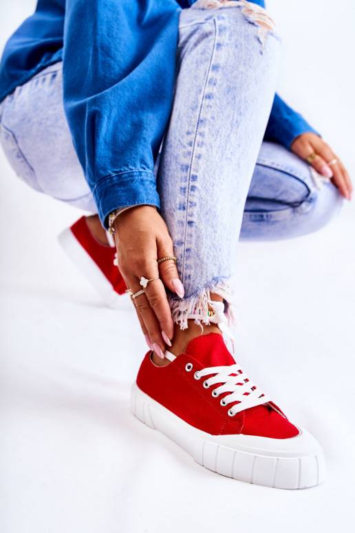 Moteriški batai su platforma raudonos spalvos Comes