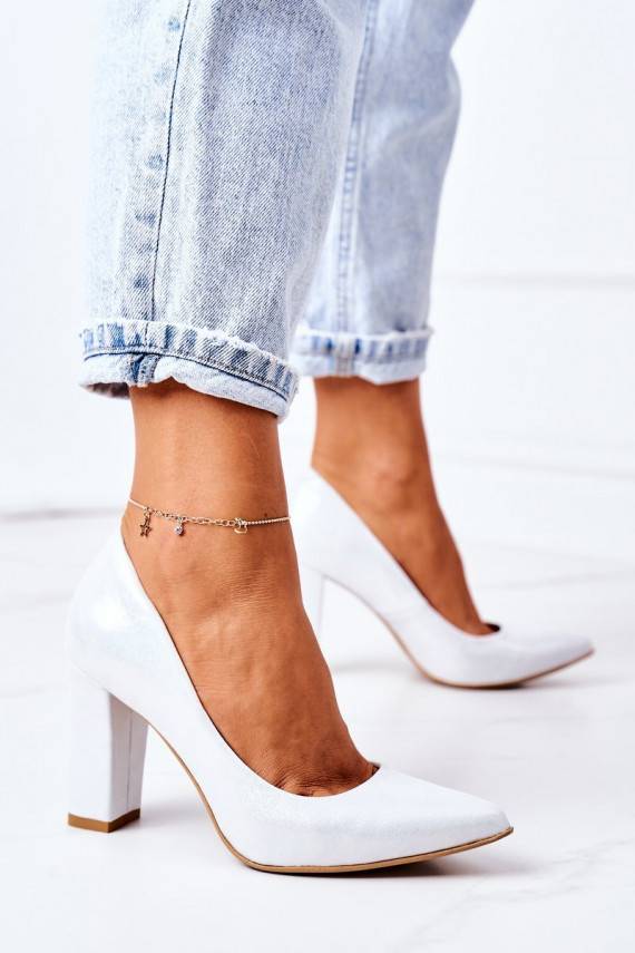 Satino medžiagos Bateliai  Shoes 2453 sidabro spalvos