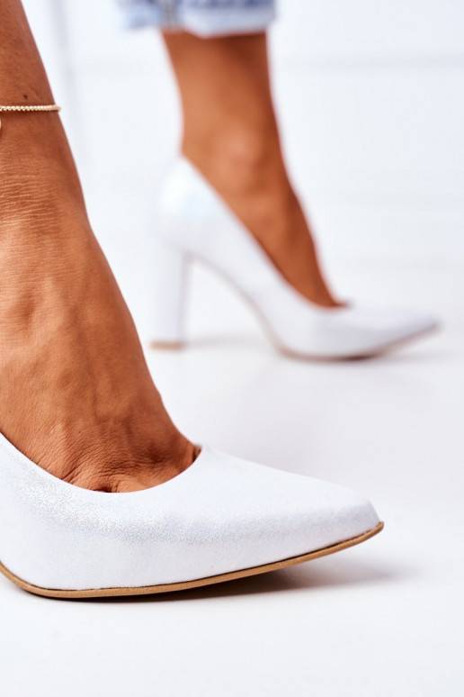 Satino medžiagos Bateliai  Shoes 2453 sidabro spalvos