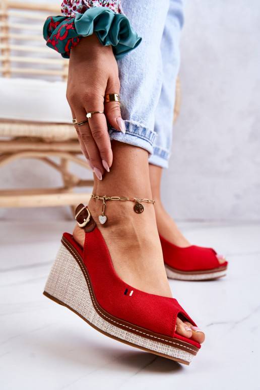   Patogios basutės su sagtelėmis raudonos spalvos Thallas