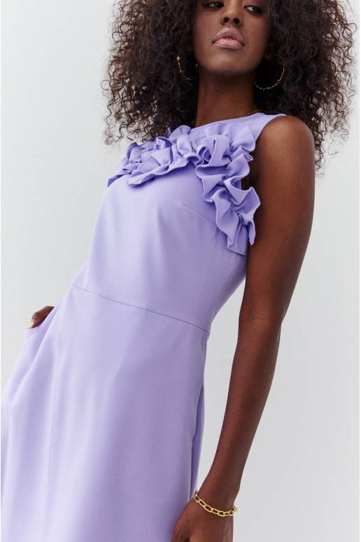 Lygaus audinio suknelė  violetinės spalvos 30920