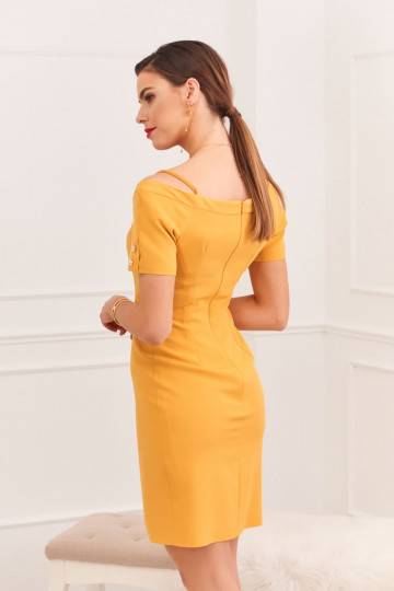 Elegantiška suknelė  carmen garstyčių spalvos 0484 2