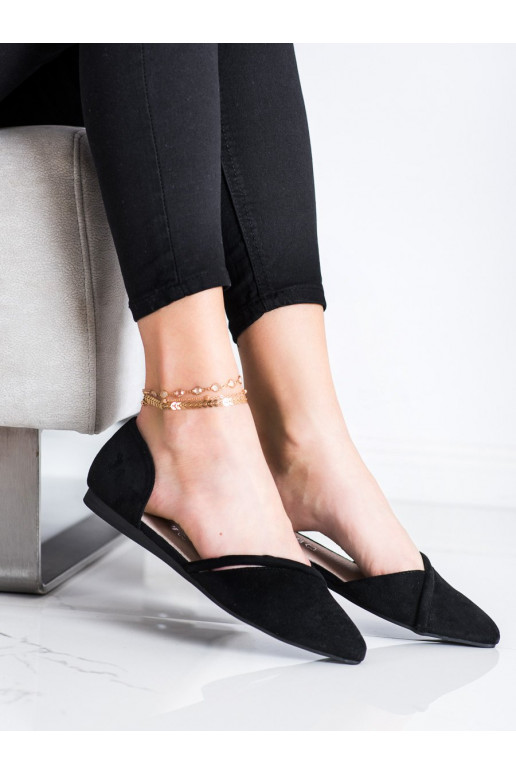 Zomšinės balerinos su Cut Out dizaino elementais 