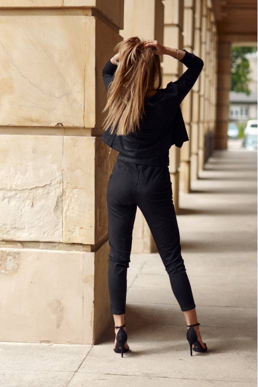 Moteriškas medvilninis trijų dalių komplektas juodos spalvos