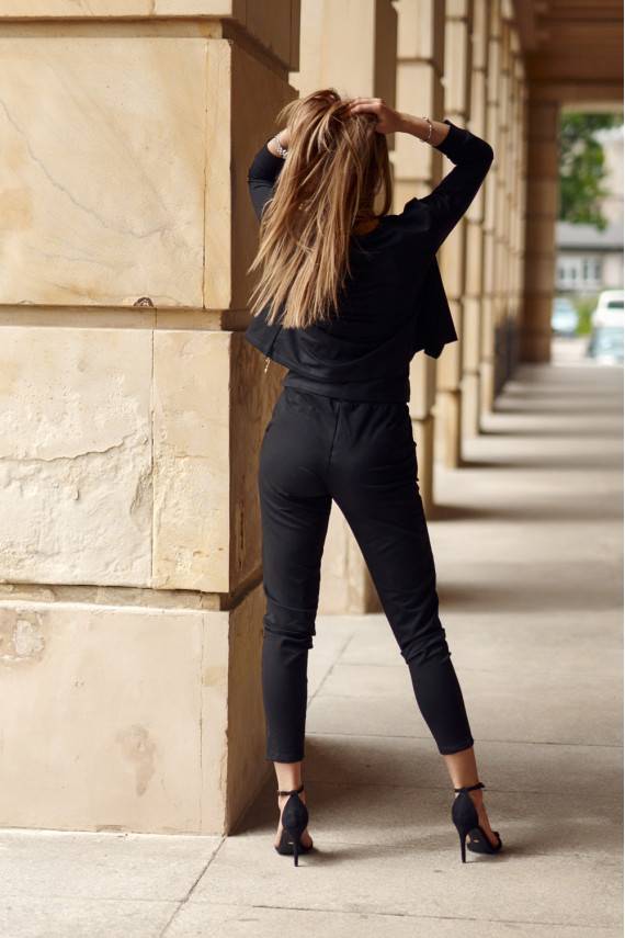 Moteriškas medvilninis trijų dalių komplektas juodos spalvos