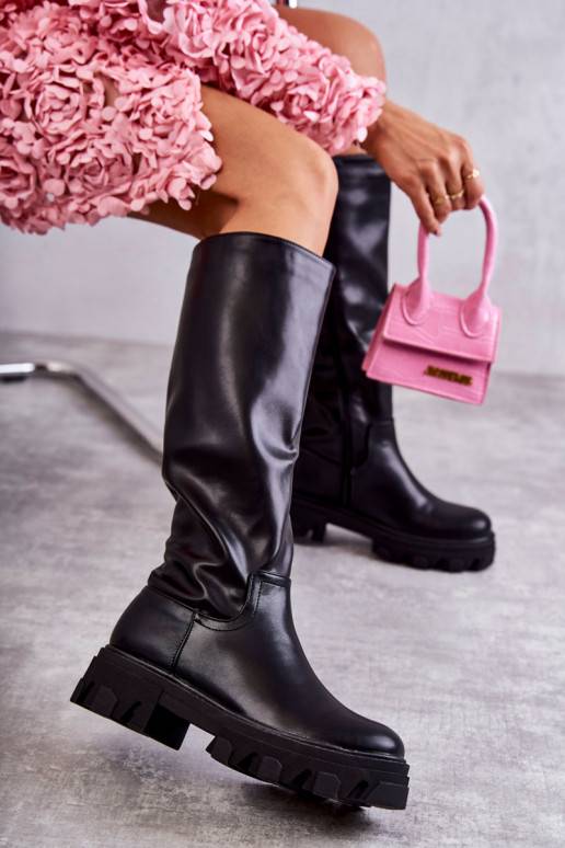 Klasikinio modelio   ilgaauliai batai auliniai batai juodos spalvos Clarisa