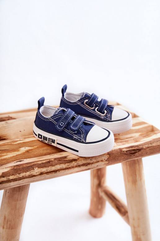 Vaikiški medžiaginės laisvalaikio batai su lipniais užsegimais BIG STAR KK374081 tamsiai mėlynos spalvos