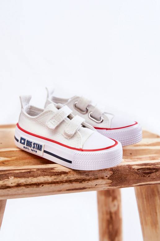 Vaikiški medžiaginės laisvalaikio batai su lipniais užsegimais BIG STAR KK374085 baltos spalvos