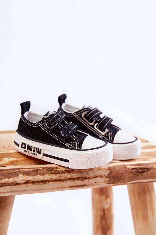 Vaikiški medžiaginės laisvalaikio batai su lipniais užsegimais BIG STAR KK374074 Juodos ir-baltos spalvos
