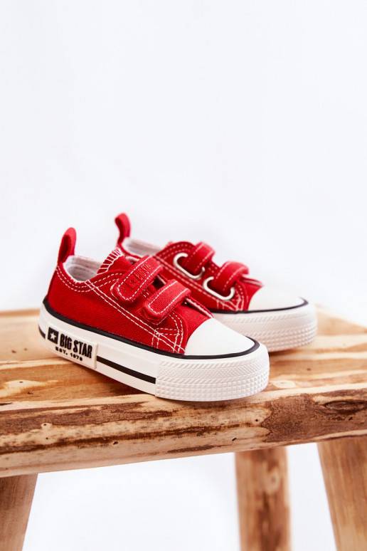 Vaikiški medžiaginės laisvalaikio batai su lipniais užsegimais BIG STAR KK374076 raudonos spalvos